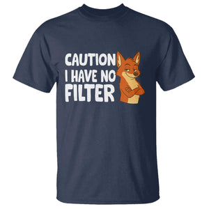 Funny Fox Sarcastic T Shirt Caution I Have No Filter TS14 Navy Print Your Wear