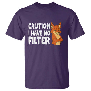 Funny Fox Sarcastic T Shirt Caution I Have No Filter TS14 Purple Print Your Wear