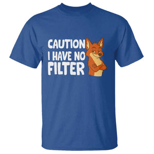 Funny Fox Sarcastic T Shirt Caution I Have No Filter TS14 Royal Blue Print Your Wear