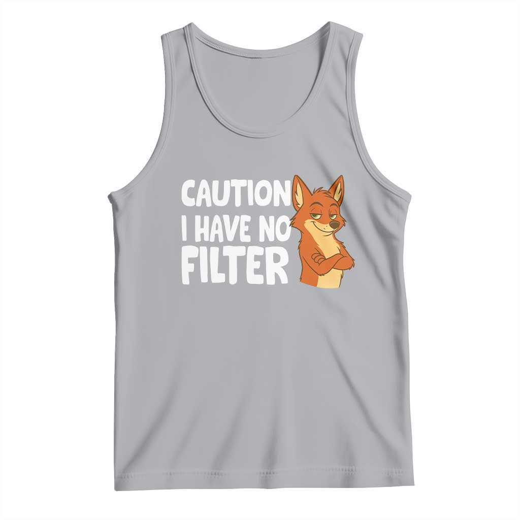 Funny Fox Sarcastic Tank Top Caution I Have No Filter TS14 Athletic Heather Print Your Wear