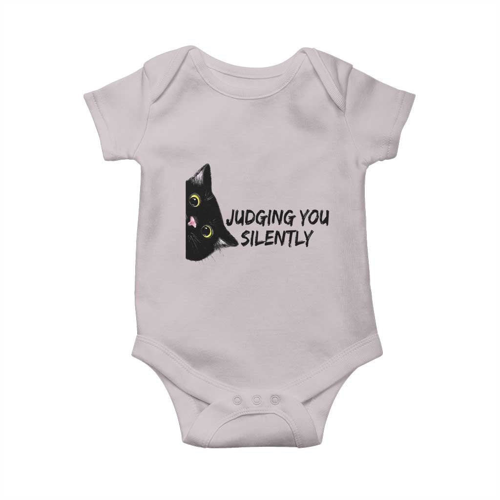 Judging You Silently Black Cat Baby Onesie Funny Sarcastic Kitten Pet Lovers TS14 Ice Gray Print Your Wear