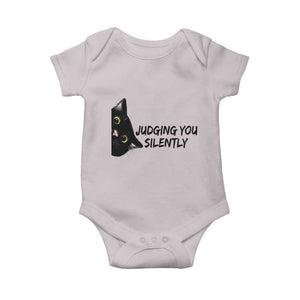 Judging You Silently Black Cat Baby Onesie Funny Sarcastic Kitten Pet Lovers TS14 Ice Gray Print Your Wear