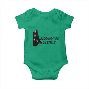 Judging You Silently Black Cat Baby Onesie Funny Sarcastic Kitten Pet Lovers TS14 Irish Green Print Your Wear