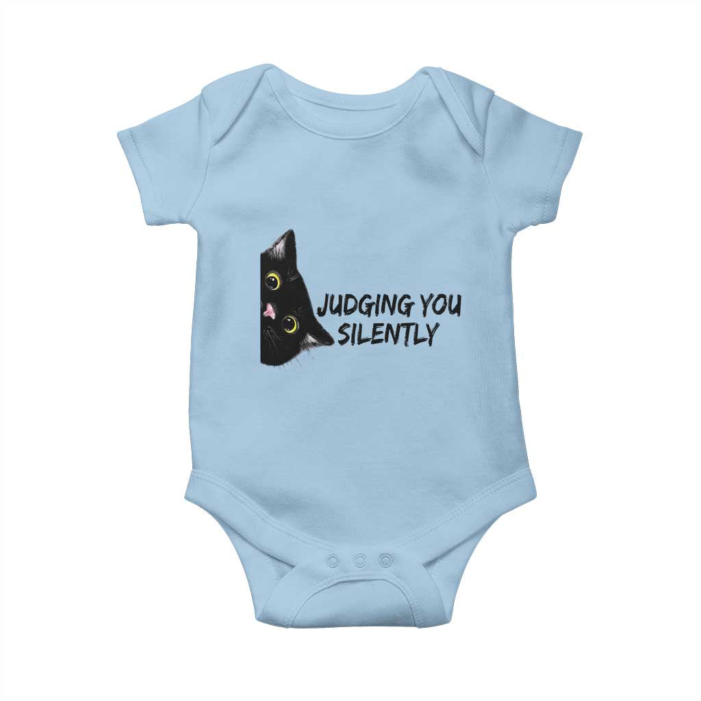 Judging You Silently Black Cat Baby Onesie Funny Sarcastic Kitten Pet Lovers TS14 Light Blue Print Your Wear
