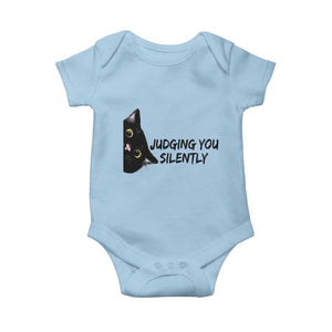 Judging You Silently Black Cat Baby Onesie Funny Sarcastic Kitten Pet Lovers TS14 Light Blue Print Your Wear