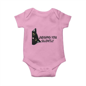 Judging You Silently Black Cat Baby Onesie Funny Sarcastic Kitten Pet Lovers TS14 Light Pink Print Your Wear