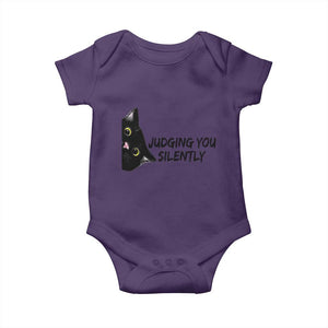 Judging You Silently Black Cat Baby Onesie Funny Sarcastic Kitten Pet Lovers TS14 Purple Print Your Wear
