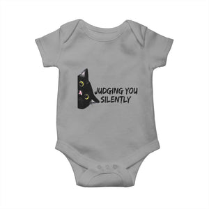 Judging You Silently Black Cat Baby Onesie Funny Sarcastic Kitten Pet Lovers TS14 Sport Gray Print Your Wear