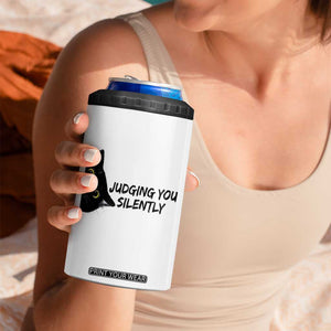 Judging You Silently Black Cat 4 in 1 Can Cooler Tumbler Funny Sarcastic Kitten Pet Lovers TS14 Print Your Wear