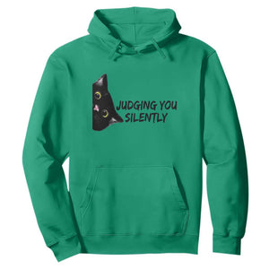 Judging You Silently Black Cat Hoodie Funny Sarcastic Kitten Pet Lovers TS14 Irish Green Print Your Wear