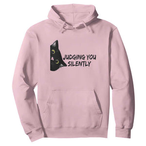 Judging You Silently Black Cat Hoodie Funny Sarcastic Kitten Pet Lovers TS14 Light Pink Print Your Wear