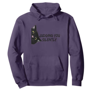 Judging You Silently Black Cat Hoodie Funny Sarcastic Kitten Pet Lovers TS14 Purple Print Your Wear