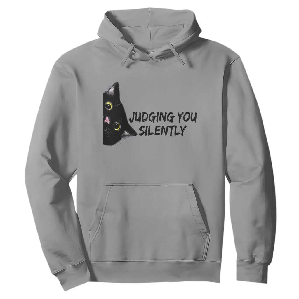 Judging You Silently Black Cat Hoodie Funny Sarcastic Kitten Pet Lovers TS14 Sport Gray Print Your Wear