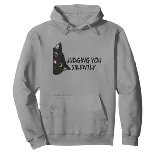 Judging You Silently Black Cat Hoodie Funny Sarcastic Kitten Pet Lovers TS14 Sport Gray Print Your Wear