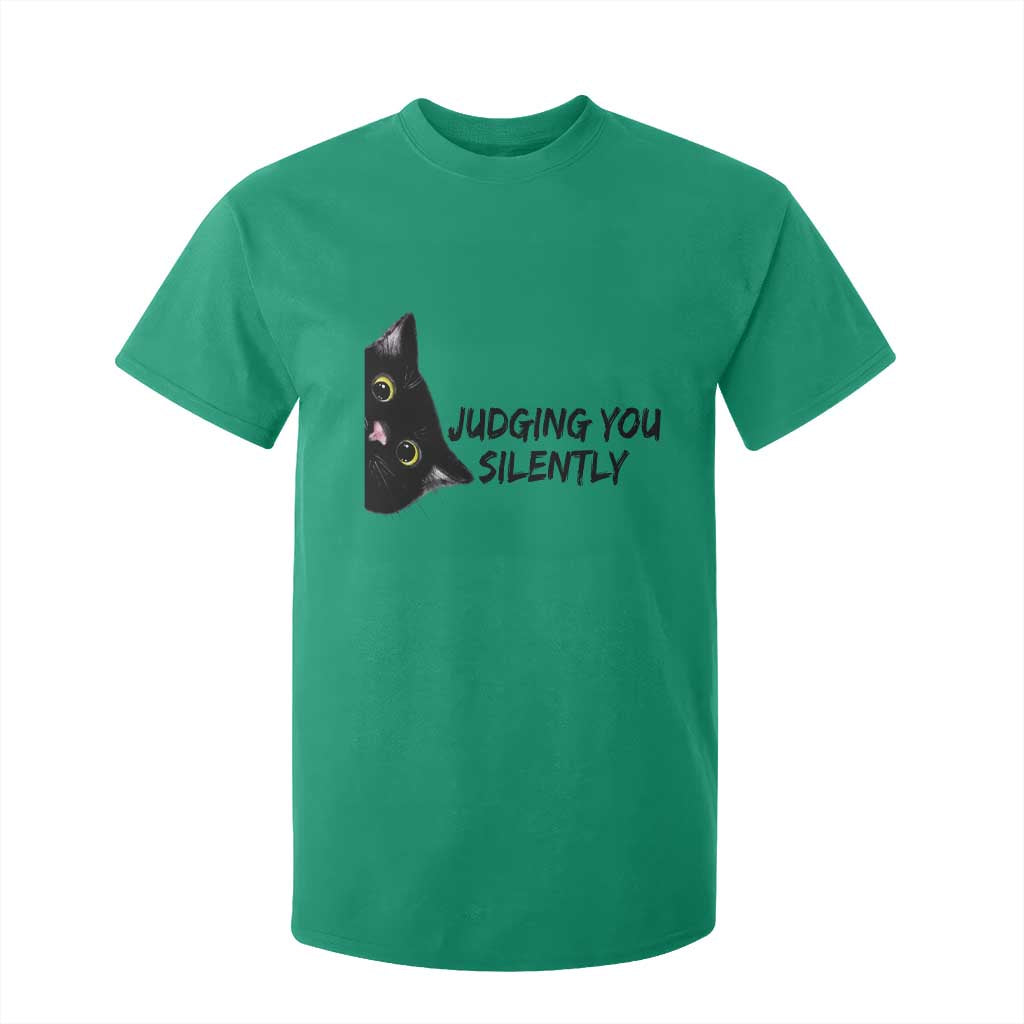 Judging You Silently Black Cat T Shirt For Kid Funny Sarcastic Kitten Pet Lovers TS14 Irish Green Print Your Wear