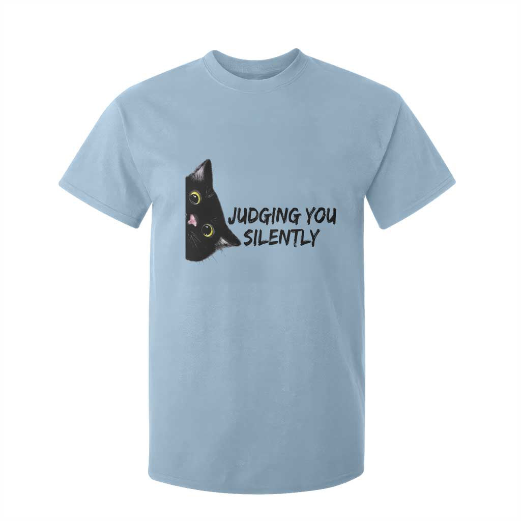 Judging You Silently Black Cat T Shirt For Kid Funny Sarcastic Kitten Pet Lovers TS14 Light Blue Print Your Wear