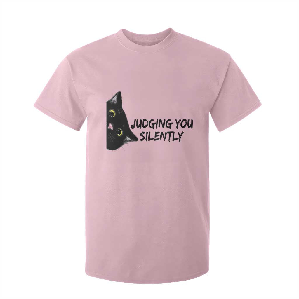 Judging You Silently Black Cat T Shirt For Kid Funny Sarcastic Kitten Pet Lovers TS14 Light Pink Print Your Wear