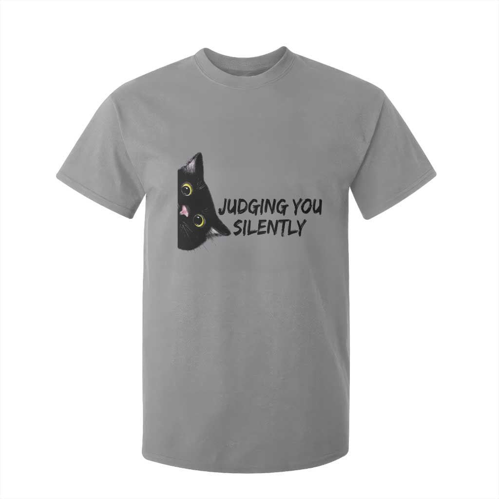 Judging You Silently Black Cat T Shirt For Kid Funny Sarcastic Kitten Pet Lovers TS14 Sport Gray Print Your Wear
