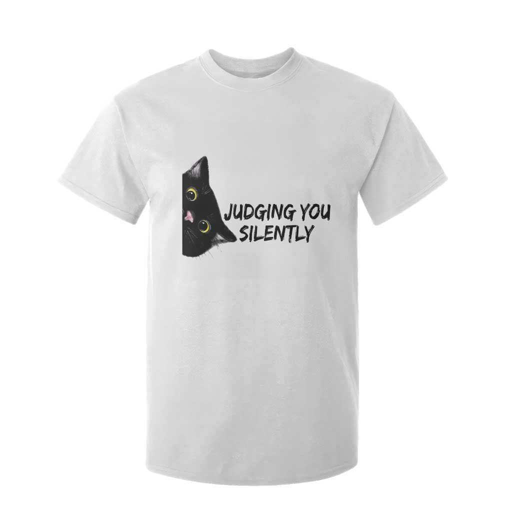 Judging You Silently Black Cat T Shirt For Kid Funny Sarcastic Kitten Pet Lovers TS14 White Print Your Wear