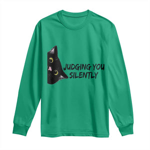 Judging You Silently Black Cat Long Sleeve Shirt Funny Sarcastic Kitten Pet Lovers TS14 Irish Green Print Your Wear