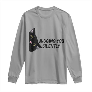Judging You Silently Black Cat Long Sleeve Shirt Funny Sarcastic Kitten Pet Lovers TS14 Sport Gray Print Your Wear