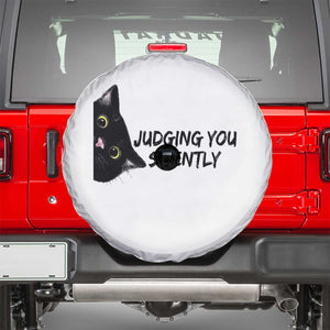 Judging You Silently Black Cat Spare Tire Cover Funny Sarcastic Kitten Pet Lovers TS14 White Print Your Wear