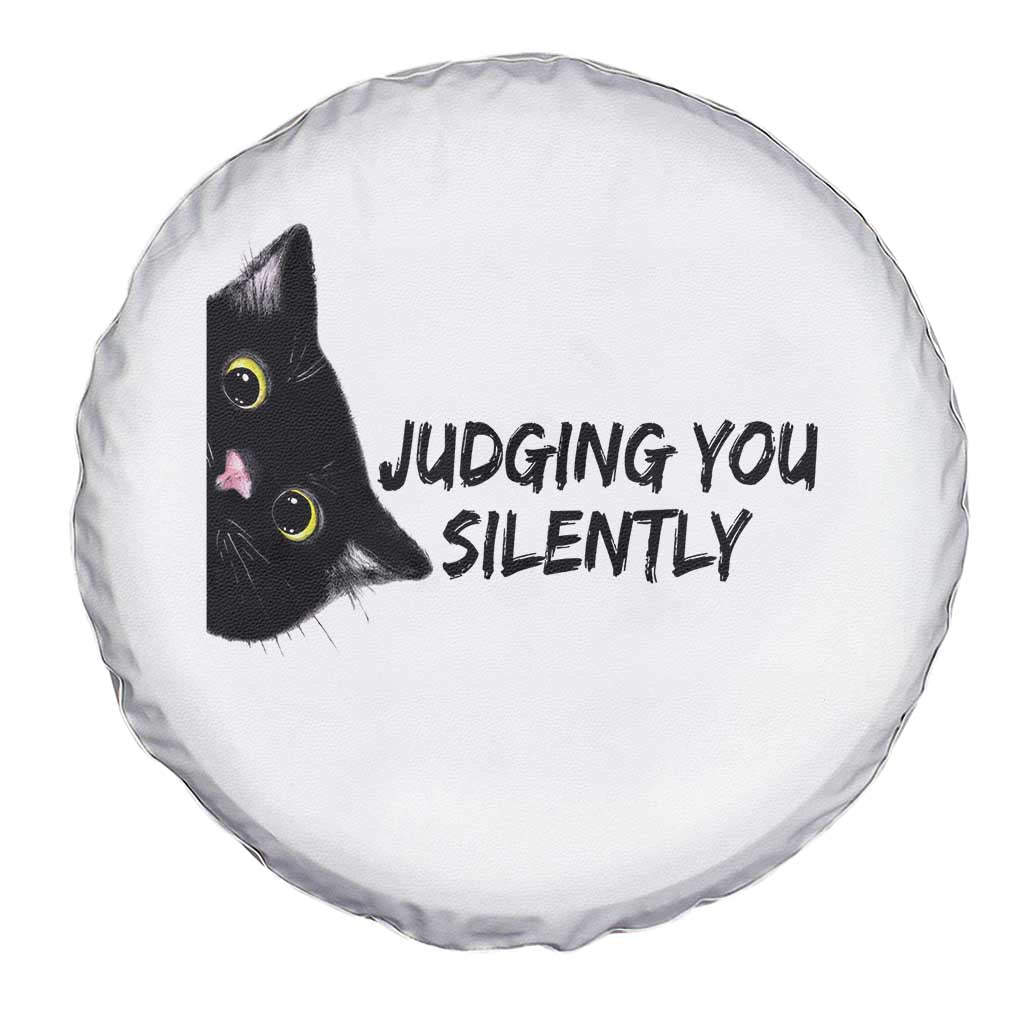 Judging You Silently Black Cat Spare Tire Cover Funny Sarcastic Kitten Pet Lovers TS14 Print Your Wear