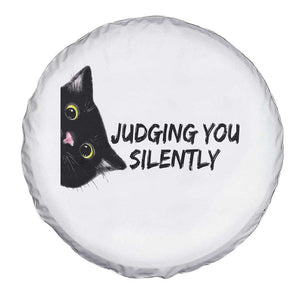 Judging You Silently Black Cat Spare Tire Cover Funny Sarcastic Kitten Pet Lovers TS14 Print Your Wear