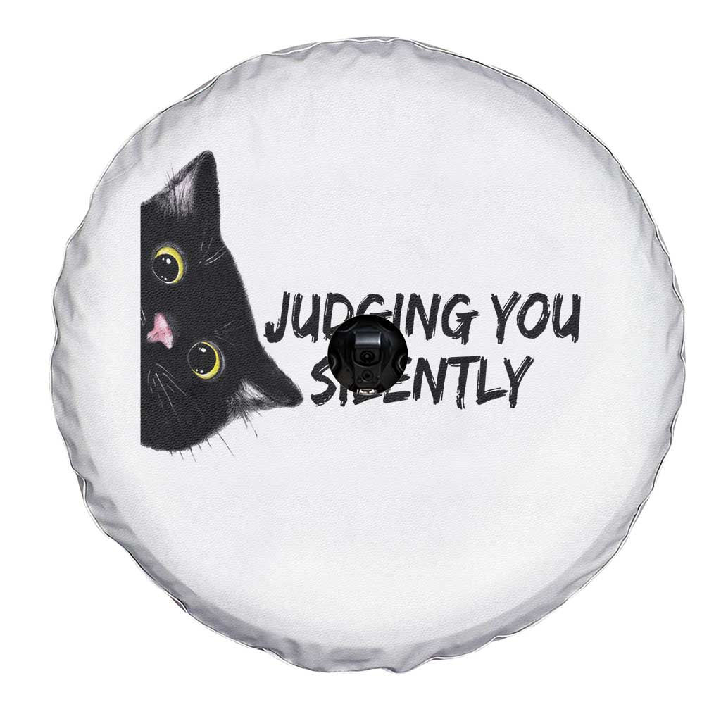 Judging You Silently Black Cat Spare Tire Cover Funny Sarcastic Kitten Pet Lovers TS14 Print Your Wear