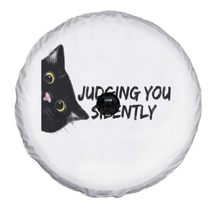 Judging You Silently Black Cat Spare Tire Cover Funny Sarcastic Kitten Pet Lovers TS14 Print Your Wear