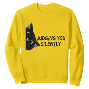 Judging You Silently Black Cat Sweatshirt Funny Sarcastic Kitten Pet Lovers TS14 Daisy Print Your Wear