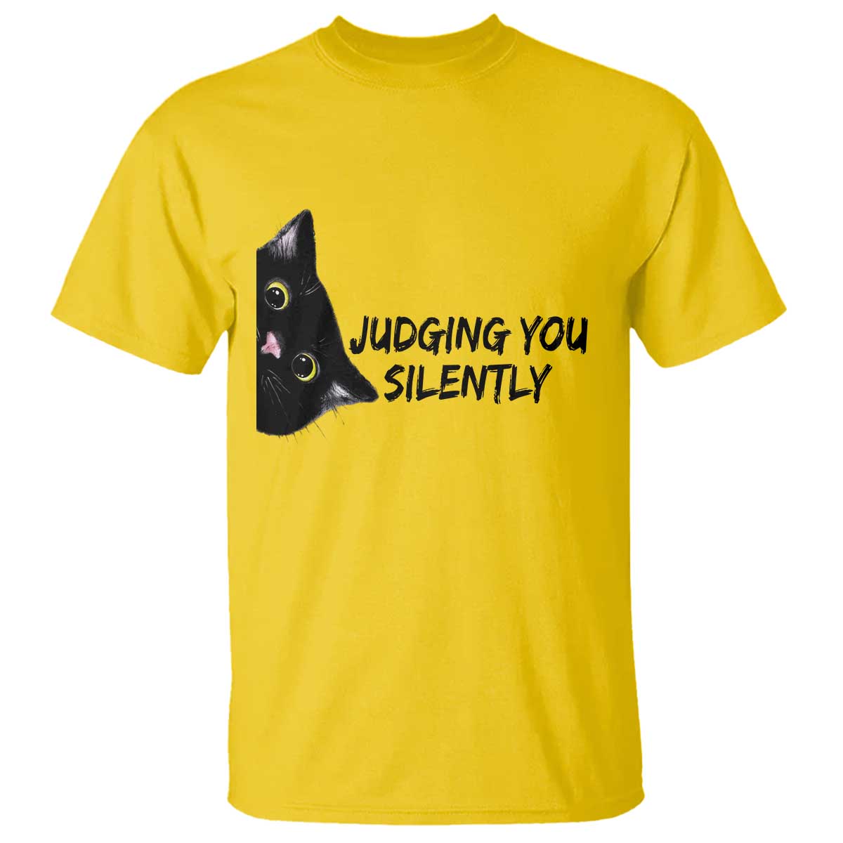 Judging You Silently Black Cat T Shirt Funny Sarcastic Kitten Pet Lovers TS14 Daisy Print Your Wear