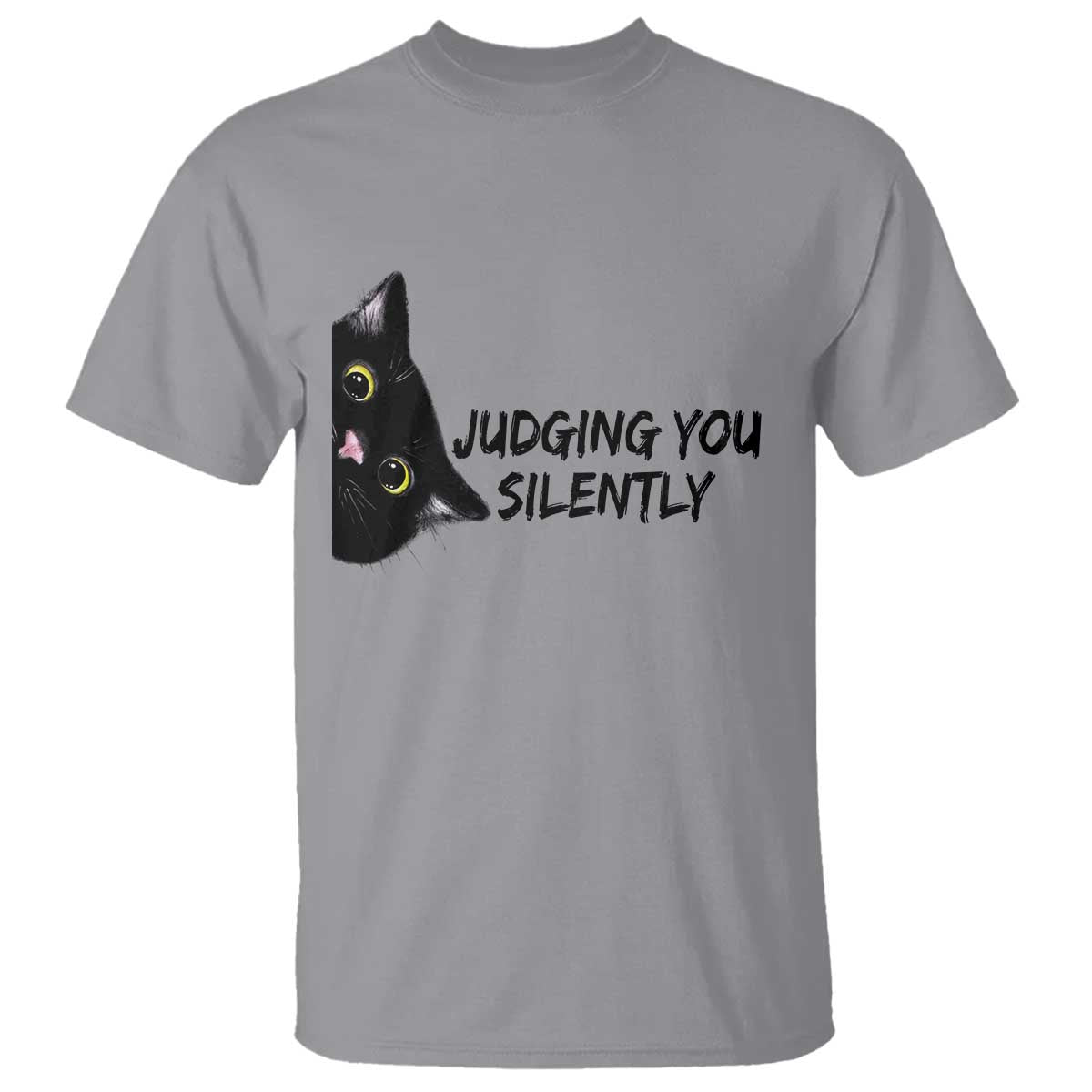 Judging You Silently Black Cat T Shirt Funny Sarcastic Kitten Pet Lovers TS14 Sport Gray Print Your Wear
