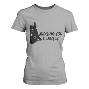 Judging You Silently Black Cat T Shirt For Women Funny Sarcastic Kitten Pet Lovers TS14 Sport Gray Print Your Wear