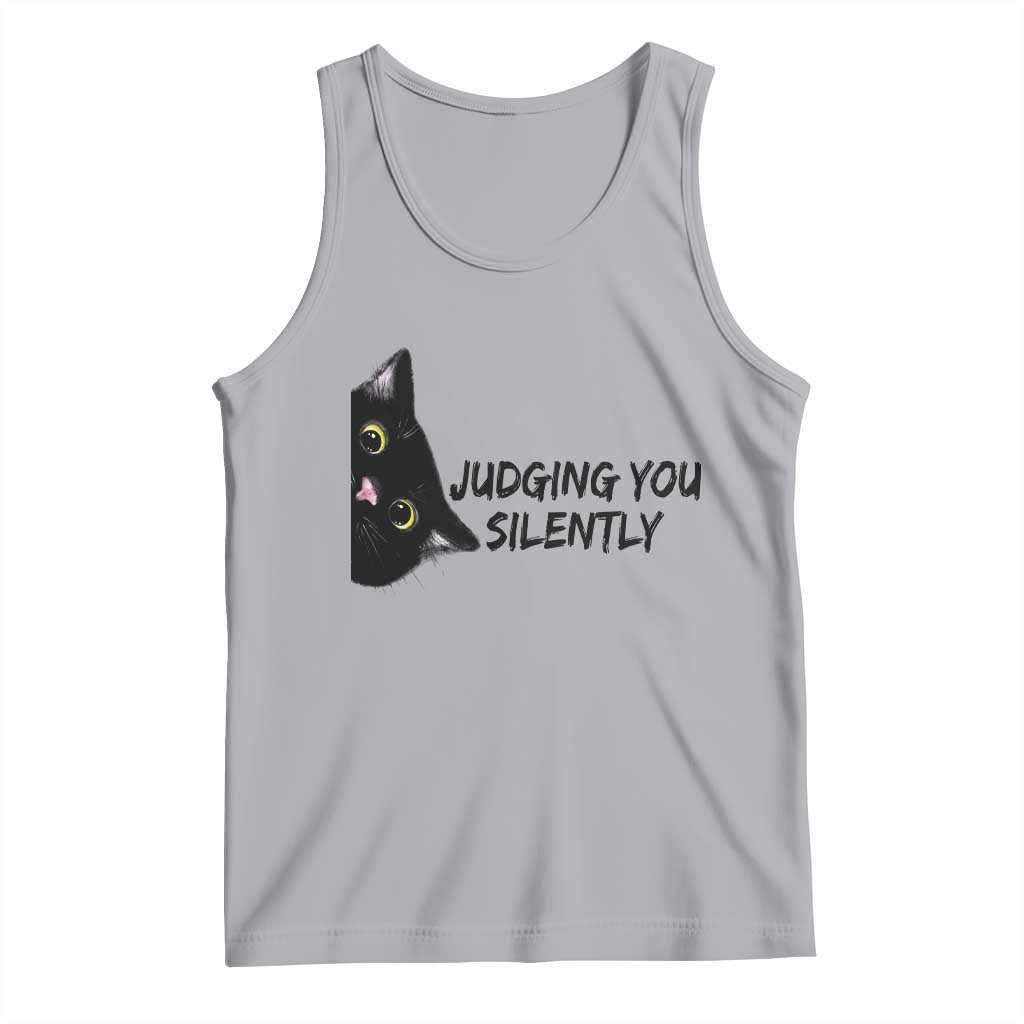 Judging You Silently Black Cat Tank Top Funny Sarcastic Kitten Pet Lovers TS14 Athletic Heather Print Your Wear