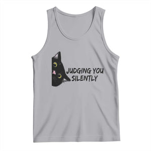 Judging You Silently Black Cat Tank Top Funny Sarcastic Kitten Pet Lovers TS14 Athletic Heather Print Your Wear
