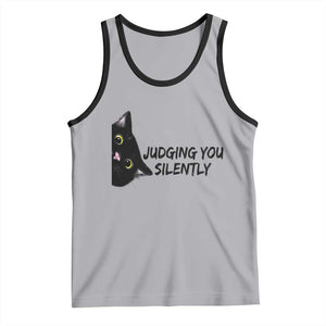 Judging You Silently Black Cat Tank Top Funny Sarcastic Kitten Pet Lovers TS14 Athletic Heather Black Print Your Wear