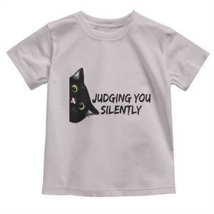Judging You Silently Black Cat Toddler T Shirt Funny Sarcastic Kitten Pet Lovers TS14 Ice Gray Print Your Wear