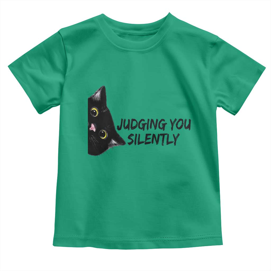 Judging You Silently Black Cat Toddler T Shirt Funny Sarcastic Kitten Pet Lovers TS14 Irish Green Print Your Wear
