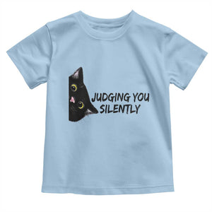 Judging You Silently Black Cat Toddler T Shirt Funny Sarcastic Kitten Pet Lovers TS14 Light Blue Print Your Wear