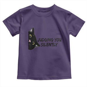 Judging You Silently Black Cat Toddler T Shirt Funny Sarcastic Kitten Pet Lovers TS14 Purple Print Your Wear