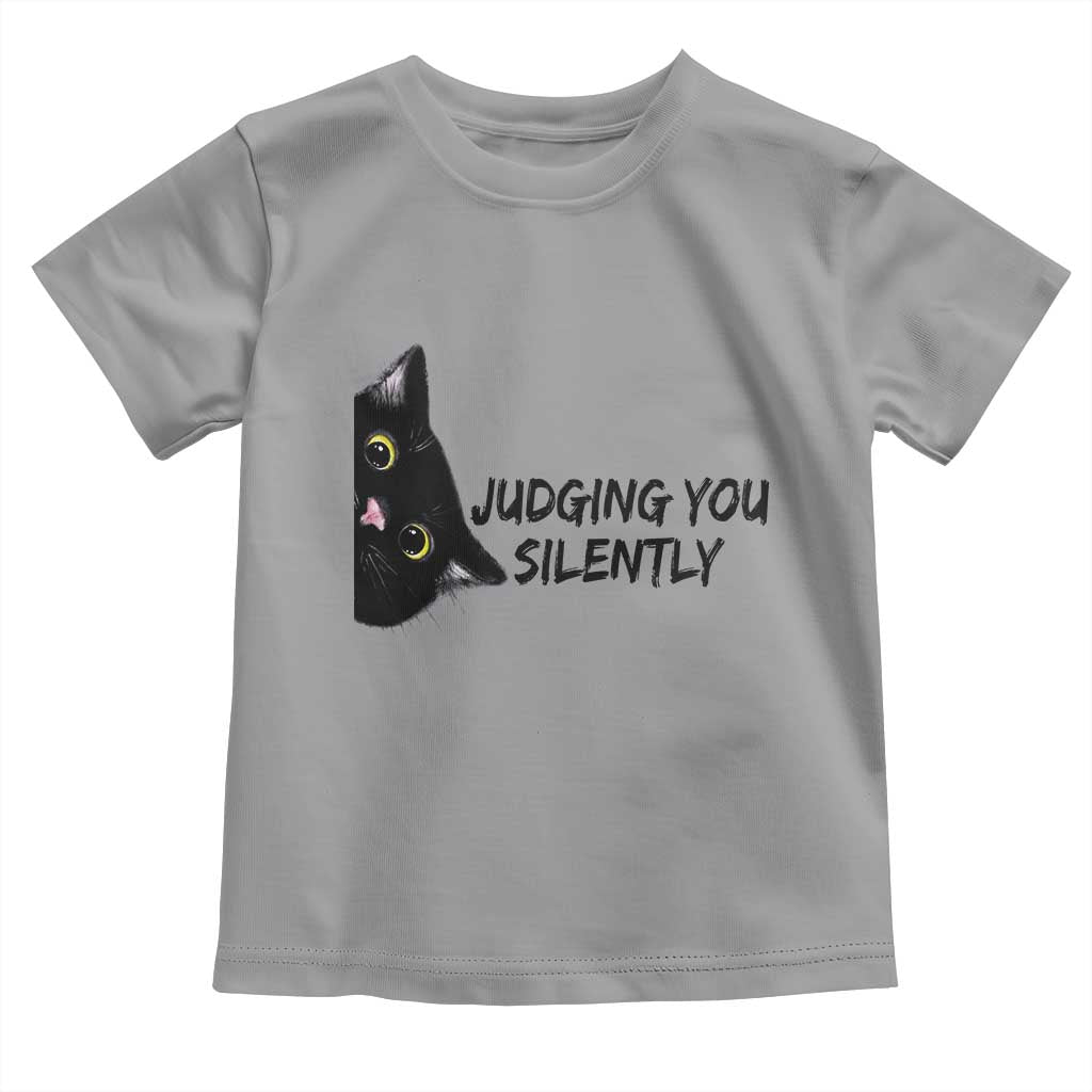 Judging You Silently Black Cat Toddler T Shirt Funny Sarcastic Kitten Pet Lovers TS14 Sport Gray Print Your Wear