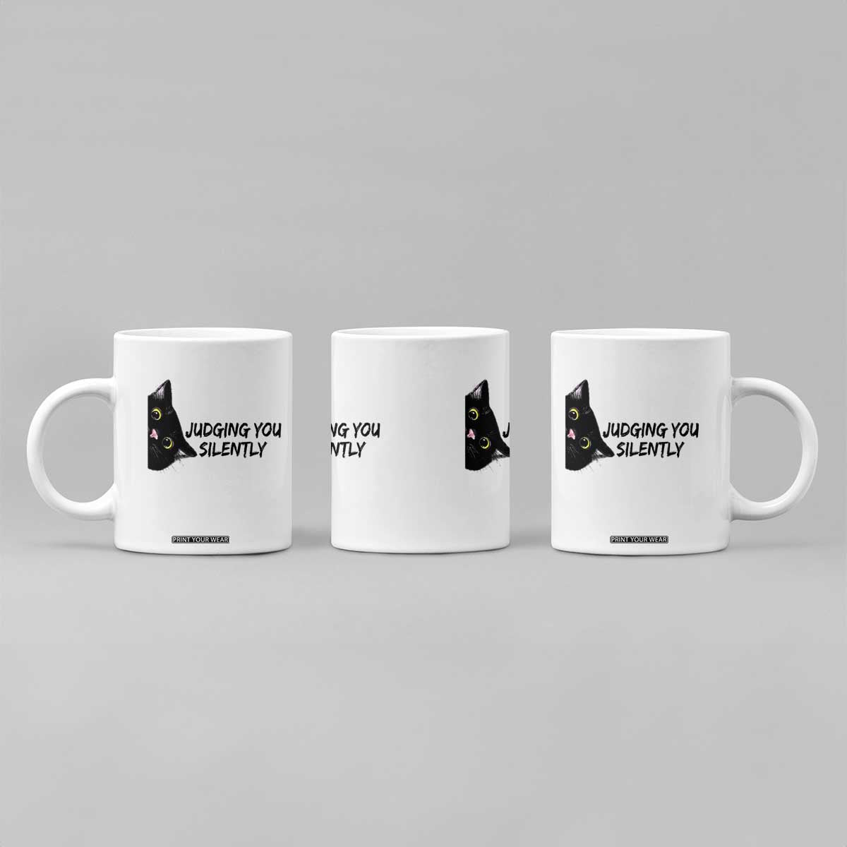 Judging You Silently Black Cat Coffee Mug Funny Sarcastic Kitten Pet Lovers TS14 Print Your Wear