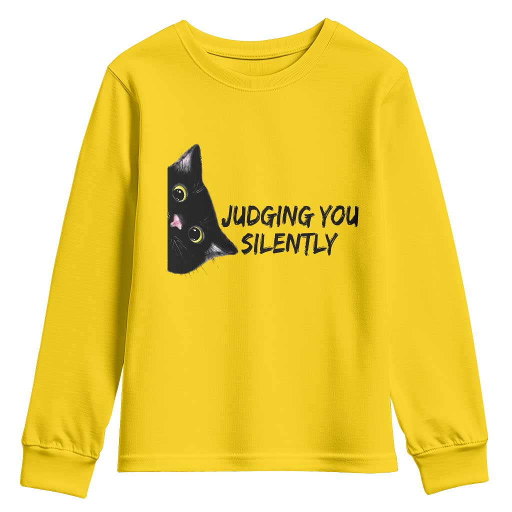 Judging You Silently Black Cat Youth Sweatshirt Funny Sarcastic Kitten Pet Lovers TS14 Daisy Print Your Wear