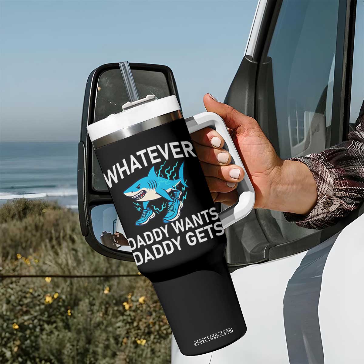 Funny Tralalero Tralala Meme Tumbler With Handle Whatever Daddy Wants Daddy Gets TS14 Print Your Wear
