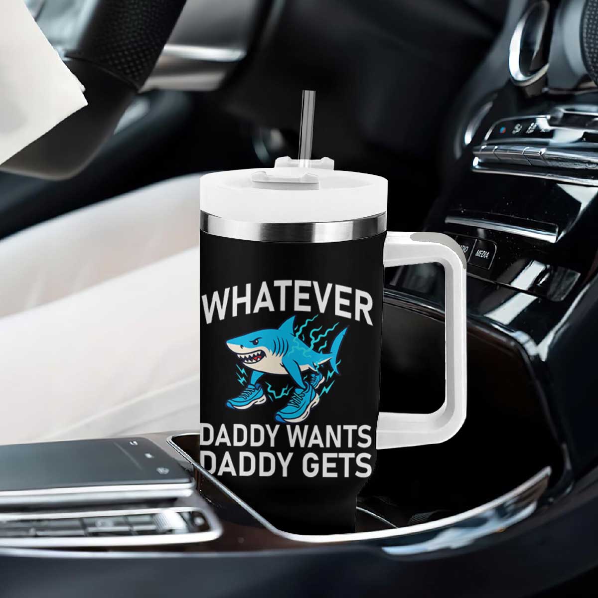 Funny Tralalero Tralala Meme Tumbler With Handle Whatever Daddy Wants Daddy Gets TS14 Print Your Wear