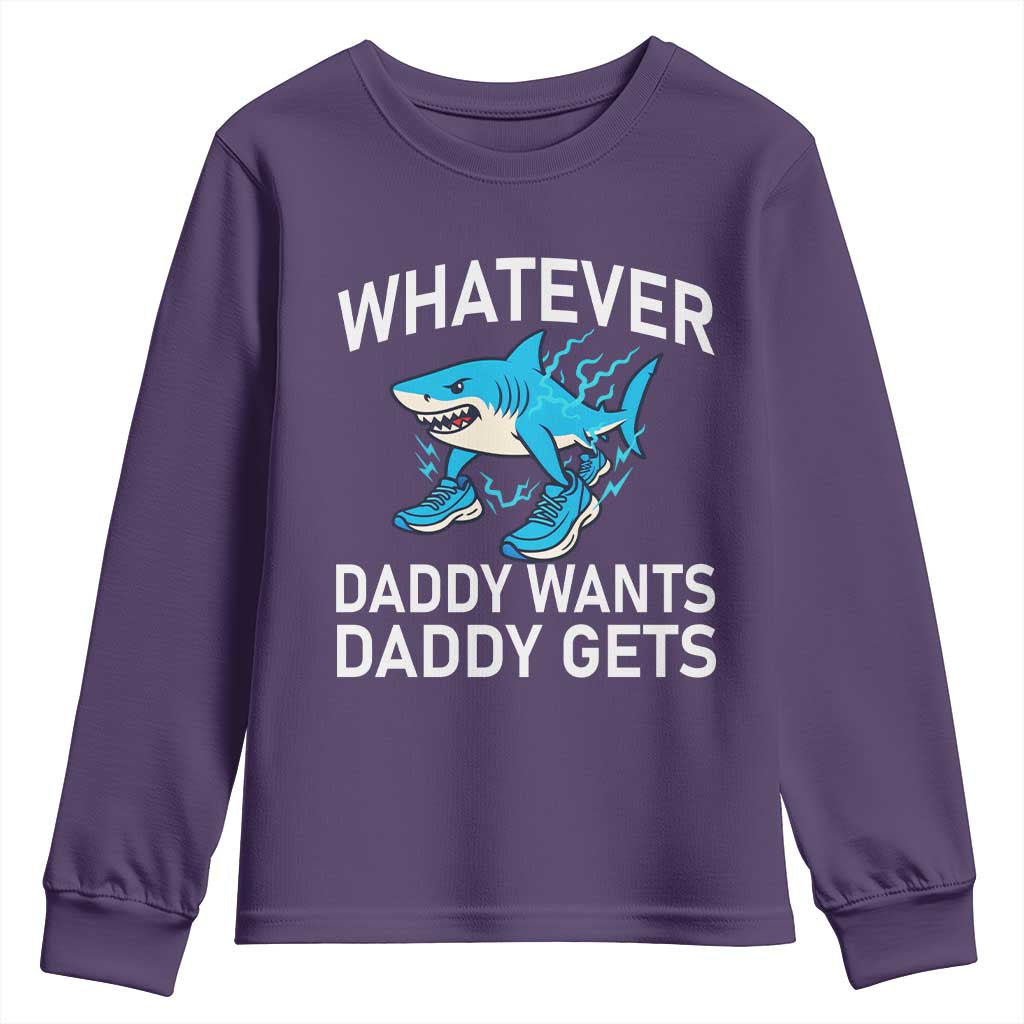 Funny Tralalero Tralala Meme Youth Sweatshirt Whatever Daddy Wants Daddy Gets TS14 Purple Print Your Wear