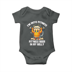 Funny Beer Lover Baby Onesie I Am Into Fitness Beer in My Belly TS14 Dark Heather Print Your Wear