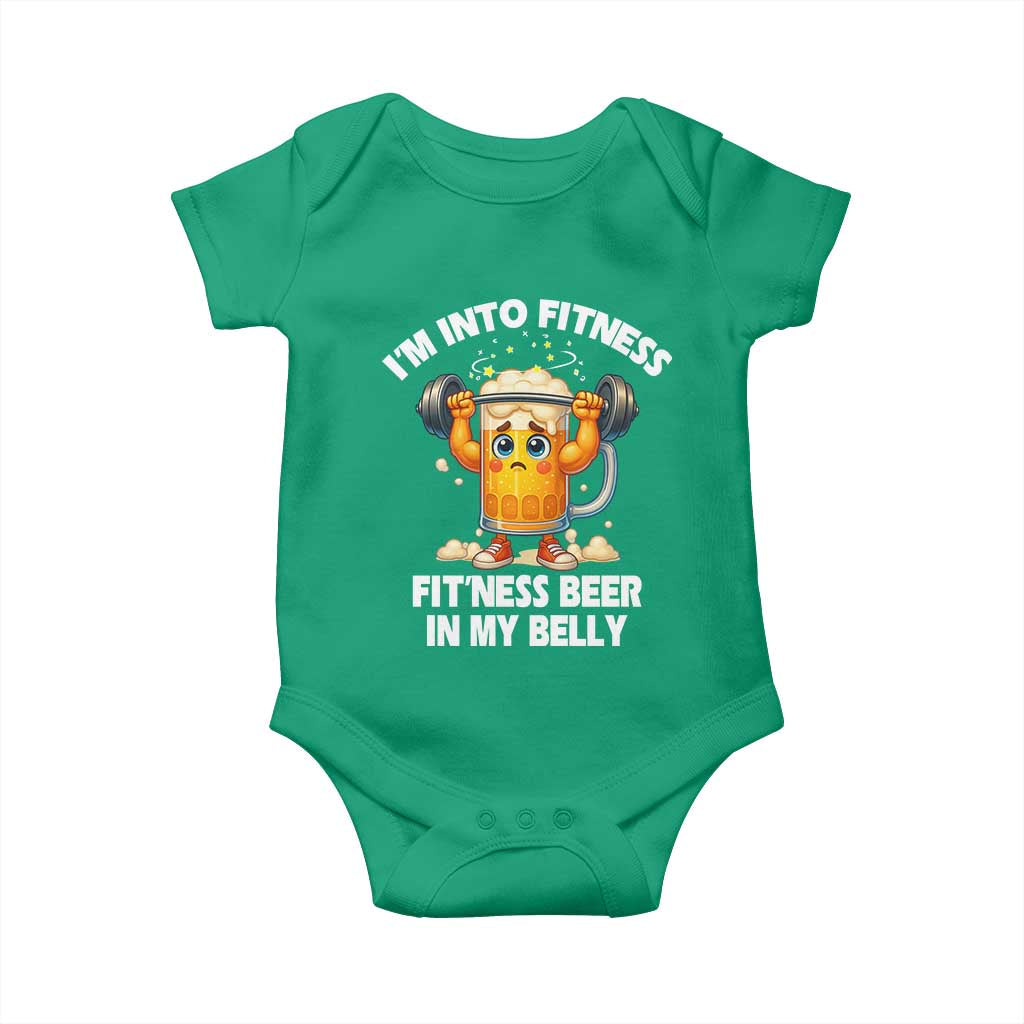 Funny Beer Lover Baby Onesie I Am Into Fitness Beer in My Belly TS14 Irish Green Print Your Wear