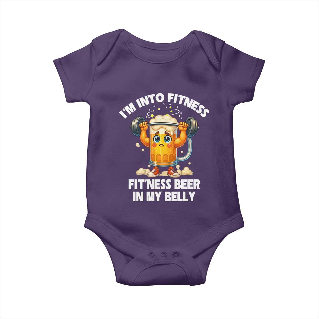 Funny Beer Lover Baby Onesie I Am Into Fitness Beer in My Belly TS14 Purple Print Your Wear